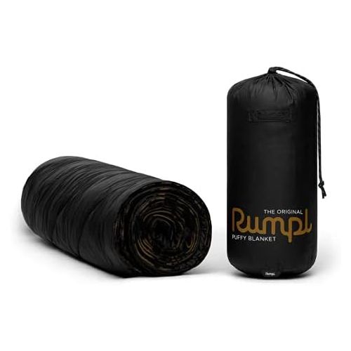  Rumpl The Original Puffy Printed Outdoor Camping Blanket for Traveling, Picnics, Beach Trips, Concerts Black, 2-Person