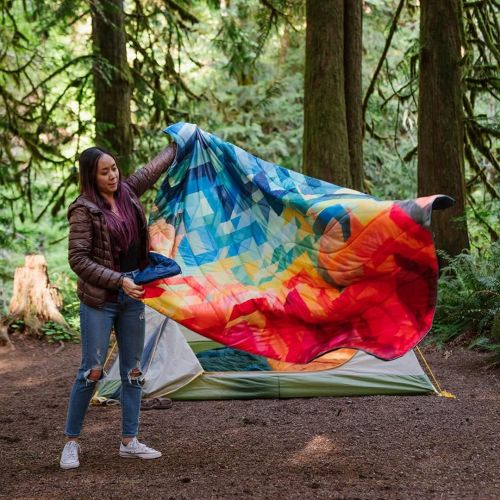 Rumpl The Original Puffy Printed Outdoor Camping Blanket for Traveling, Picnics, Beach Trips, Concerts Geo, 1-Person