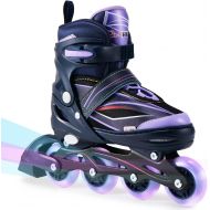 RunRRIn Inline Skates for Boys, Adjustable Outdoor Kids Roller Blades with Light Up Wheels for Teens, Youth, Adults, Girls Beginners and Women