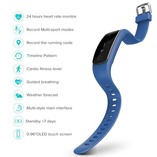  Fitness Armband, Runme Fitness Tracker mit Herzfrequenz und Schlafmonitor, Aktivitatstracker mit Schritt und Kalorienzahler, GPS Tracker, IP67 Wasserdichtes Sportband fuer Android/I