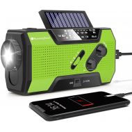 [아마존베스트]RunningSnail Solar Crank NOAA Weather Radio for Emergency with AM/FM, Flashlight, Reading Lamp and 2000mAh Power Bank (Green)