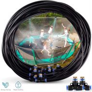Runpo Trampoline Water Play 50 Feet 12 Nozzles Misting Outdoor Cooling System Kits Waterpark Summer Game Toys Accessories for Kids in Swimming Pool Patio Garden Lawn Greenhouse Irr