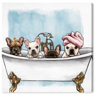 Oliver Gal Frenchies In The Tub Canvas Art