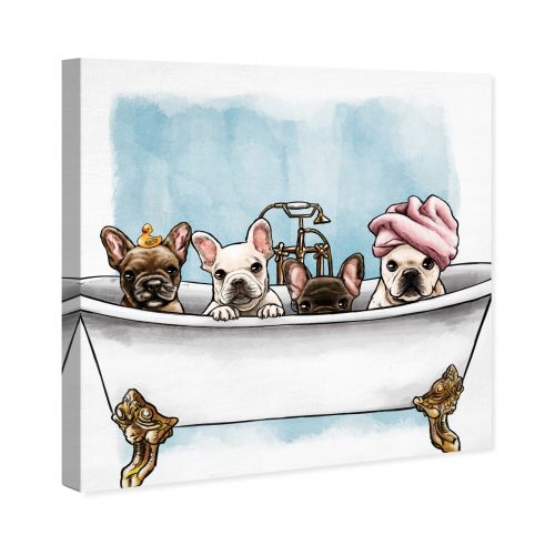  Oliver Gal Frenchies In The Tub Canvas Art