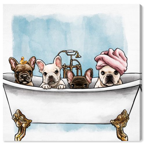  Oliver Gal Frenchies In The Tub Canvas Art