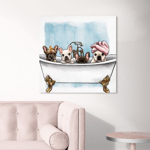  Oliver Gal Frenchies In The Tub Canvas Art