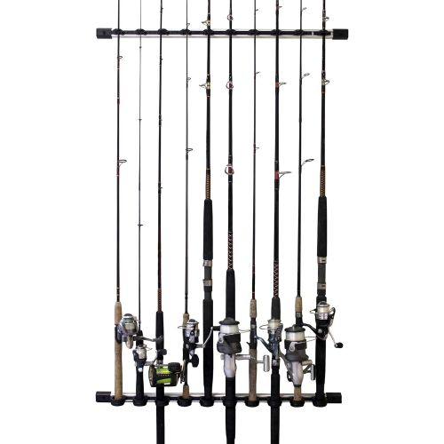  Rush Creek Creations All Weather Fishing Rod Storage Wall, Ceiling, or Garage Rack, Aluminum 10 Rod