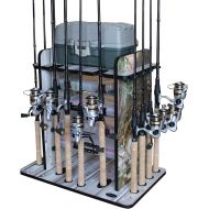 Rush Creek Creations 14 Fishing Rod Rack with 4 Utility Box Storage Capacity & Dual Rod Clips - Features a Sleek Design & Wire Racking System