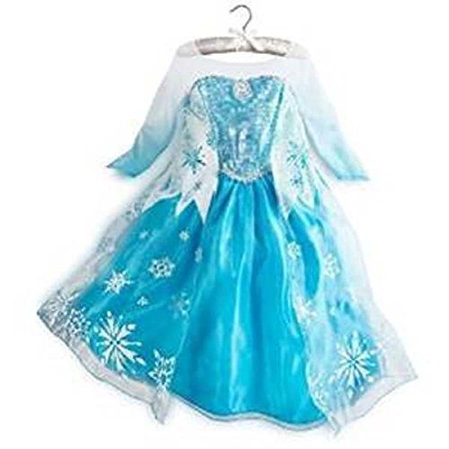  Rush Dance Princess Queen Elsa Snow Snowflake Dress Costume Cosplay with Gloves