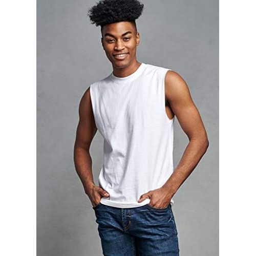  Russell Athletic Mens Soft 100% Cotton Midweight Sleeveless Muscle T-Shirt