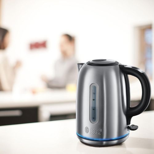  Russell Hobbs Wasserkocher Buckingham Edelstahl, 1,7l, 3000W, Schnellkochfunktion, sehr leise Teemaschine, optimierter Ausguss, Teekocher 20460-56