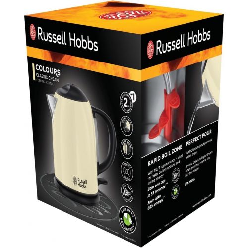  Russell Hobbs Kompakt-Wasserkocher Colours+ Creme, 1,0l, 2200W, Schnellkochfunktion, optimierte Ausgusstuelle, Wasserstandsanzeige, kleiner Reisewasserkocher, mini Teekocher 20194-7