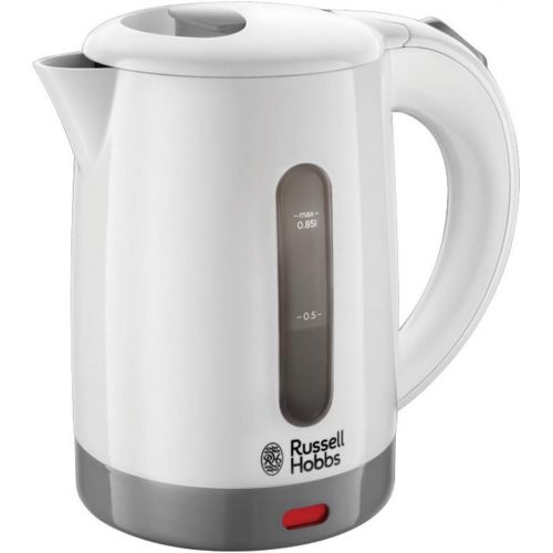  Russell Hobbs Travel Wasserkocher, 0,85l, 1000W, weltweite Spannungsanpassung, inkl. 2 Tassen & 2 Teeloeffel, optimierte Ausgusstuelle, kompakter kleiner Reisewasserkocher, mini Teek