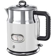 Russell Hobbs Wasserkocher, Retro weiss, 1,7l, 2400W, Schnellkochfunktion, Wassertemperaturanzeige im Retrodesign, Fuellmengenmarkierung, optimierte Ausgusstuelle, Vintage Teekocher