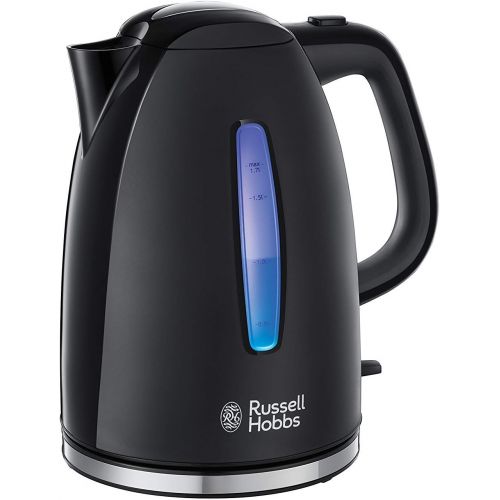  Russell Hobbs Wasserkocher Textures+, 1,7l, 2400W, LED Beleuchtung, Schnellkochfunktion, optimierte Ausgusstuelle, herausnehmbarer Kalkfilter, Teekocher schwarz 22591-70 [Energiekla