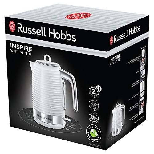  Russell Hobbs 24360-70 Wasserkocher Inspire White, 2400 Watt, 1.7l, Schnellkochfunktion, energiesparend, hochwertiger, strukturierter Hochglanz-Kunststoff, weiss & Hobbs 24370-56 T