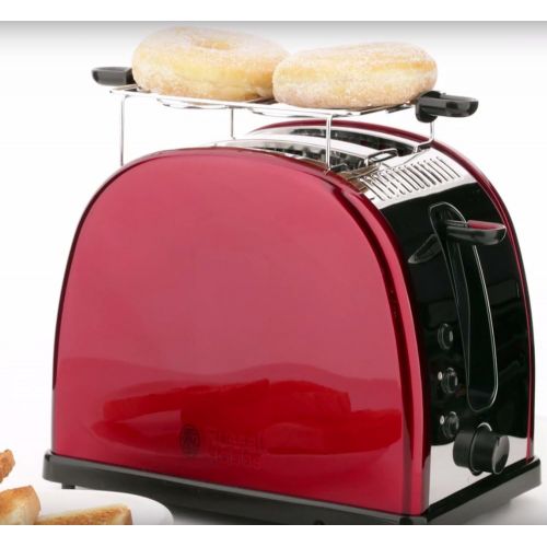  Russell Hobbs Toaster Legacy rot, 2 extra breite Toastschlitze, inkl. Broetchenaufsatz, 6 einstellbare Braunungsstufen + Auftau- & Aufwarmfunktion, Schnell-Toast-Technologie, 1300W,