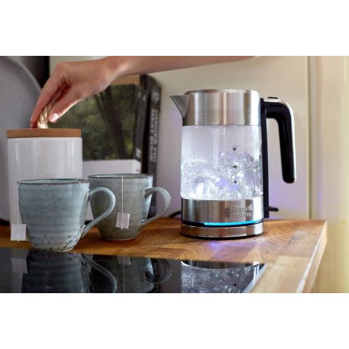  Russell Hobbs Mini-Glas-Wasserkocher Compact, 0,8l, 2200W, LED Beleuchtung, Kalkfilter, optimierte Ausgusstuelle, platzsparend, kleiner Reisewasserkocher, kompakter Teekocher 24191-