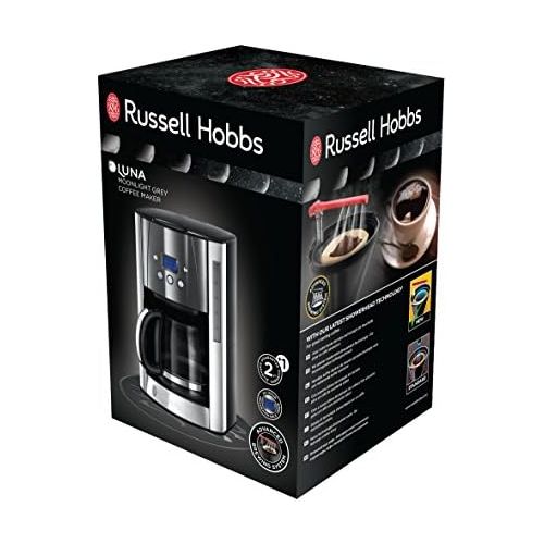  Russell Hobbs Digitale Kaffeemaschine Luna grau, programmierbarer Timer, bis 12 Tassen, 1,5l Glaskanne, 1000W, Warmhalteplatte, Abschaltautomatik, Filterkaffeemaschine 23241-56