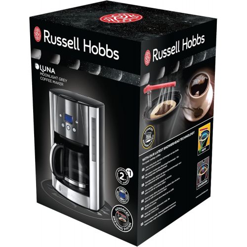  Russell Hobbs Digitale Kaffeemaschine Luna grau, programmierbarer Timer, bis 12 Tassen, 1,5l Glaskanne, 1000W, Warmhalteplatte, Abschaltautomatik, Filterkaffeemaschine 23241-56