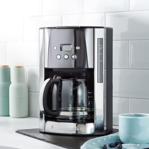  Russell Hobbs Digitale Kaffeemaschine Luna grau, programmierbarer Timer, bis 12 Tassen, 1,5l Glaskanne, 1000W, Warmhalteplatte, Abschaltautomatik, Filterkaffeemaschine 23241-56