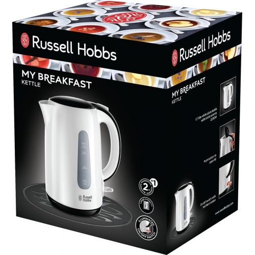  Russell Hobbs Wasserkocher, My Breakfast, 1,7l, 2200 Watt, verdecktes Heizelement, herausnehmbarer Kalkfilter, Kochstoppautomatik, Wasserstandsanzeige, Teekocher 25070-70