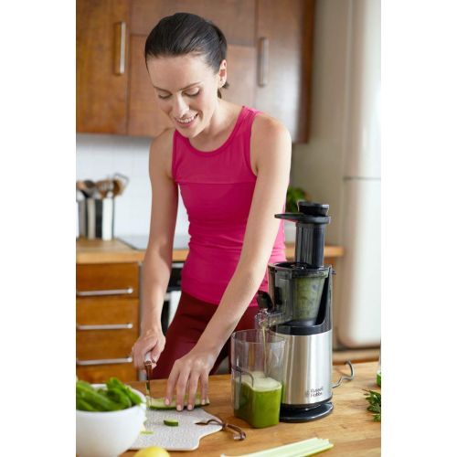  Russell Hobbs 25170-56 Slow Juicer with Reverse Function / Fruit and Vegetable Juicer / 3 Strainers for Fine, Coarse and Frozen Fruits 150 Watt Stainless Steel / Black