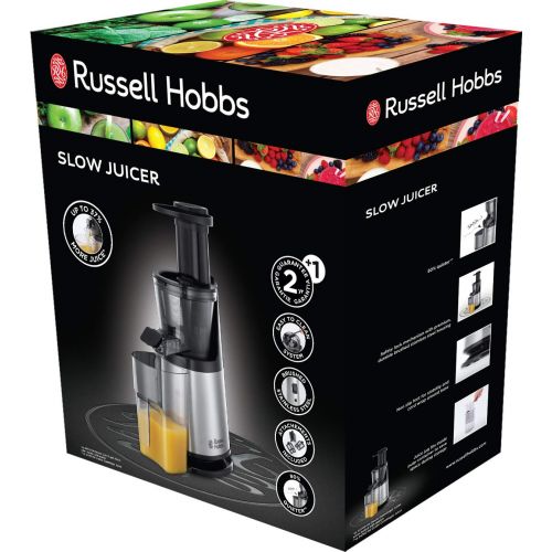  Russell Hobbs 25170-56 Slow Juicer with Reverse Function / Fruit and Vegetable Juicer / 3 Strainers for Fine, Coarse and Frozen Fruits 150 Watt Stainless Steel / Black