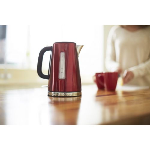  Russell Hobbs Wasserkocher, Luna rot, 1,7l, 2400W, Schnellkochfunktion, optimierte Ausgusstuelle, Kalkfilter, Wasserstandsanzeige mit Fuellmengenmarkierung, Teekocher 23210-70