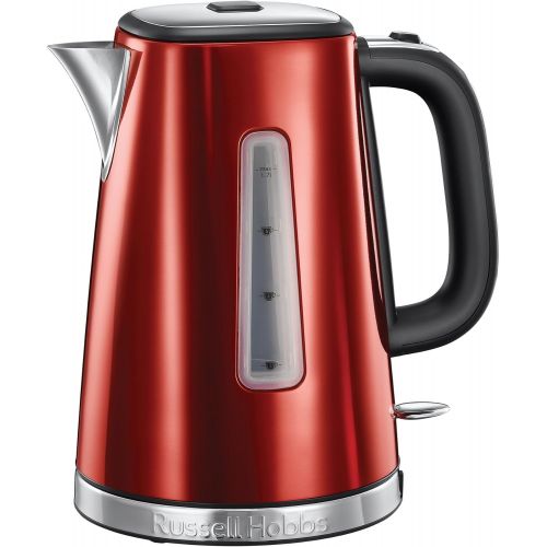  Russell Hobbs Wasserkocher, Luna rot, 1,7l, 2400W, Schnellkochfunktion, optimierte Ausgusstuelle, Kalkfilter, Wasserstandsanzeige mit Fuellmengenmarkierung, Teekocher 23210-70