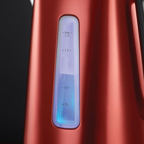  Russell Hobbs Wasserkocher, Luna rot, 1,7l, 2400W, Schnellkochfunktion, optimierte Ausgusstuelle, Kalkfilter, Wasserstandsanzeige mit Fuellmengenmarkierung, Teekocher 23210-70