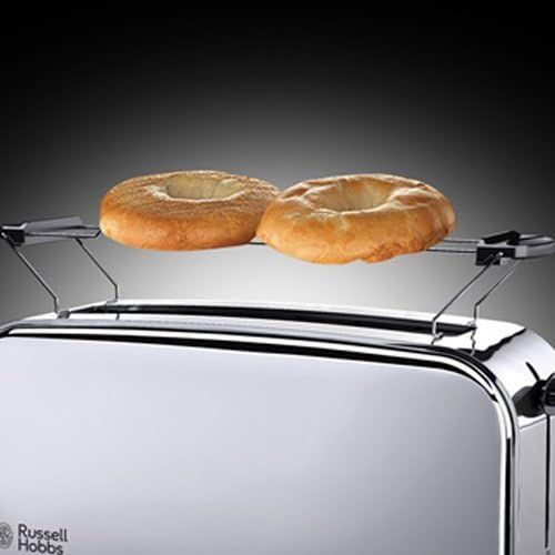  Russell Hobbs 23510-56 Toaster Langschlitz Victory, extra breite 1 Langschlitzkammer, inkl. Broetchenaufsatz, 6 einstellbare Braunungsstufen + Auftaufunktion, 1000W, edelstahl