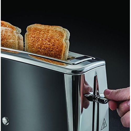 Russell Hobbs Toaster Langschlitz Luna grau, inkl. Broetchenaufsatz, 6 einstellbare Braunungsstufen + Auftau- & Aufwarmfunktion, Schnell-Toast-Technologie, 1420W, 23251-56