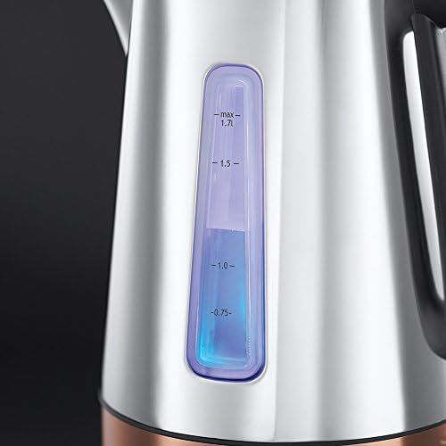  Russell Hobbs Wasserkocher, Luna Edelstahl/Kupfer, 1,7l, 2400W, Schnellkochfunktion, optimierte Ausgusstuelle, Kalkfilter, Wasserstandsanzeige mit Fuellmengenmarkierung, Teekocher 24