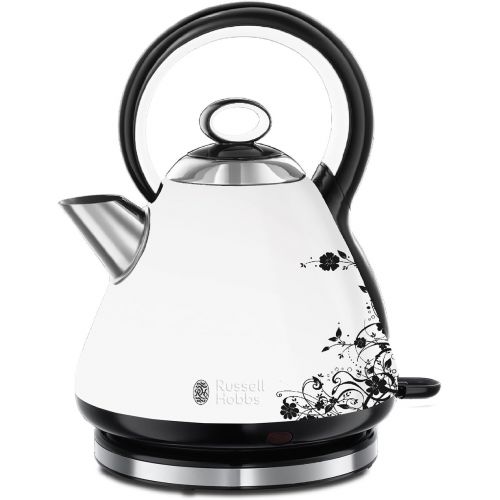  Russell Hobbs Wasserkocher Legacy Floral weiss, 1,7l, 2400W, Schnellkochfunktion, optimierte Ausgusstuelle, herausnehmbarer Kalkfilter, Teekocher mit innovativem Griff, 21963-70