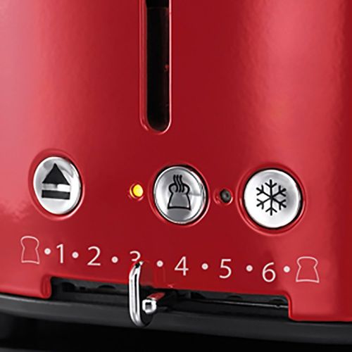  Russell Hobbs 2168056Retro Ribbon Red Toaster with Countdown Display, Quick Toast Technology, 1300W, Red