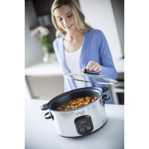  Russell Hobbs Digitaler Slow Cooker, Schongarer, einstellbare Garzeit, programmierbarer Timer, 6.0l, 3 Temperatureinstellungen, MaxiCook Slowcooker 22750-56