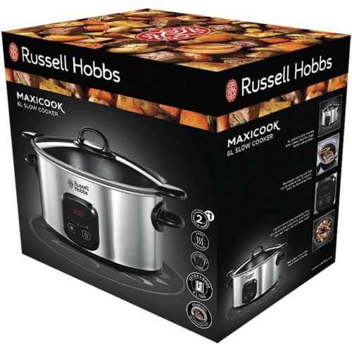  Russell Hobbs Digitaler Slow Cooker, Schongarer, einstellbare Garzeit, programmierbarer Timer, 6.0l, 3 Temperatureinstellungen, MaxiCook Slowcooker 22750-56