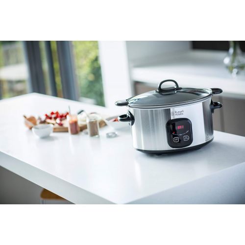  Russell Hobbs Digitaler Slow Cooker, Schongarer, einstellbare Garzeit, programmierbarer Timer, 6.0l, 3 Temperatureinstellungen, MaxiCook Slowcooker 22750-56