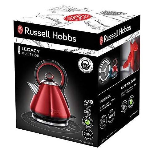  Russell Hobbs Wasserkocher, Legacy rot, 1,7l, 2400W, Schnellkochfunktion, Quiet-Boil-Technologie, optimierte Ausgusstuelle, herausnehmbarer Kalkfilter, sehr leiser Teekocher 21885-7