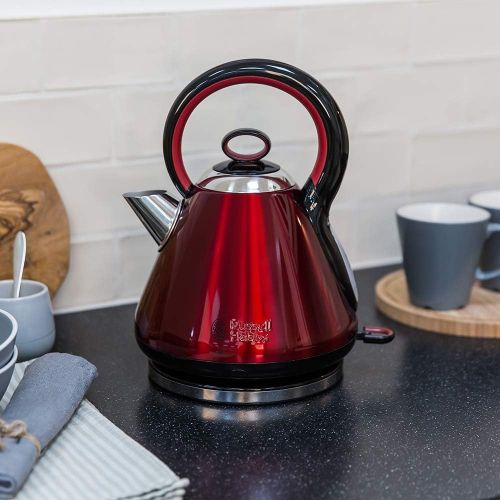  Russell Hobbs Wasserkocher, Legacy rot, 1,7l, 2400W, Schnellkochfunktion, Quiet-Boil-Technologie, optimierte Ausgusstuelle, herausnehmbarer Kalkfilter, sehr leiser Teekocher 21885-7