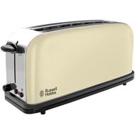 Russell Hobbs Toaster Langschlitz Colours+ creme, extra breite 1 Langschlitzkammer, inkl. Broetchenaufsatz, 6 einstellbare Braunungsstufen + Auftaufunktion, 1000W, 21395-56