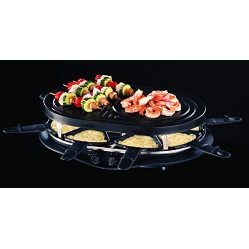  Russell Hobbs Raclette Multi Fiesta (bis 8 Personen, inkl. 3 Grillplatten: Naturstein, antihaftbeschichtete Grill - Platte, Pancakes / Pfannkuchen Platte), 1200W, Pizza Grill, Tisc