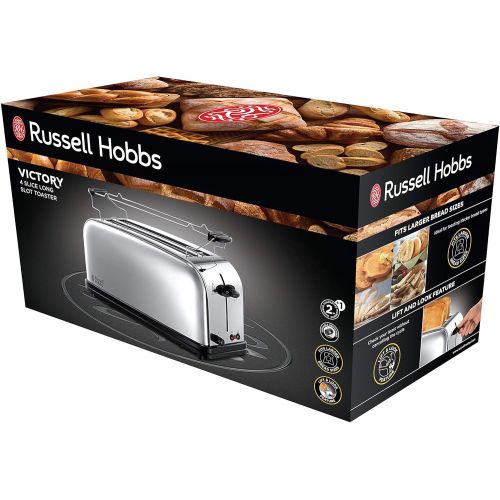  Russell Hobbs 23520-56 2-Schlitz-Langschlitz Victory Toaster (2 extra breite Langschlitzkammern fuer 4 Toastscheiben, inkl. Broetchenaufsatz, 6 einstellbare Braunungsstufen und Aufta