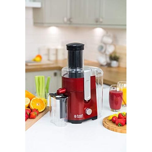  Russell Hobbs Entsafter Desire, extra grosse Einfuelloeffnung f. ganzes Obst & Gemuese, 2 Geschwindigkeitsstufen, 750ml Saftbehalter, 2,0l Fruchtfleischbehalter, BPA-frei, elektrische