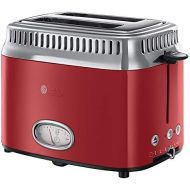 Russell Hobbs Toaster Retro rot, Countdown-Anzeige im Retrodesign, inkl. Broetchenaufsatz, 6 einstellbare Braunungsstufen + Auftau- & Aufwarmfunktion, Schnell-Toast-Technologie, 130