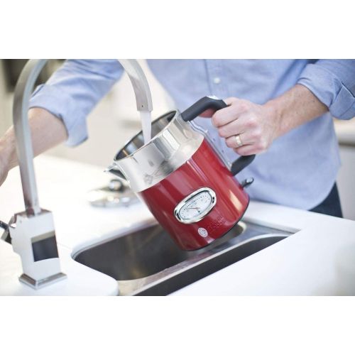  Russell Hobbs Wasserkocher, Retro rot, 1,7l, 2400W, Schnellkochfunktion, Wassertemperaturanzeige im Retrodesign, Fuellmengenmarkierung, optimierte Ausgusstuelle, Vintage Teekocher 21