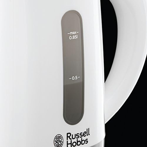  Russell Hobbs Travel Wasserkocher, 0,85l, 1000W, weltweite Spannungsanpassung, inkl. 2 Tassen & 2 Teeloeffel, optimierte Ausgusstuelle, kompakter kleiner Reisewasserkocher, mini Teek