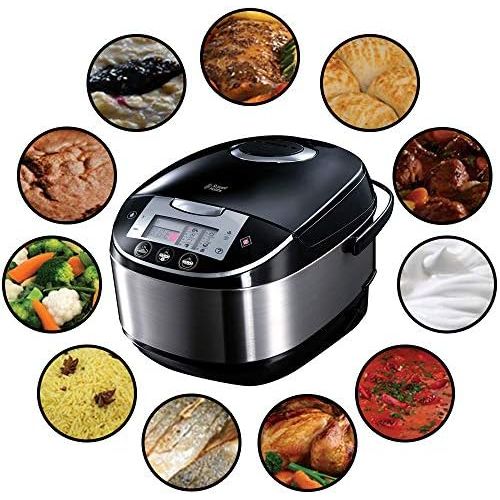  Russell Hobbs Multicooker 5,0l (digitales Display + Timer), 11 Kochprogramme (Schongarer, Dampfgarer, Slow Cooker, Reiskocher, Joghurtbereiter etc.), Anti-Kondensations-Deckel, Coo