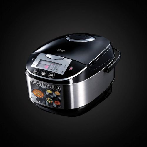  Russell Hobbs Multicooker 5,0l (digitales Display + Timer), 11 Kochprogramme (Schongarer, Dampfgarer, Slow Cooker, Reiskocher, Joghurtbereiter etc.), Anti-Kondensations-Deckel, Coo